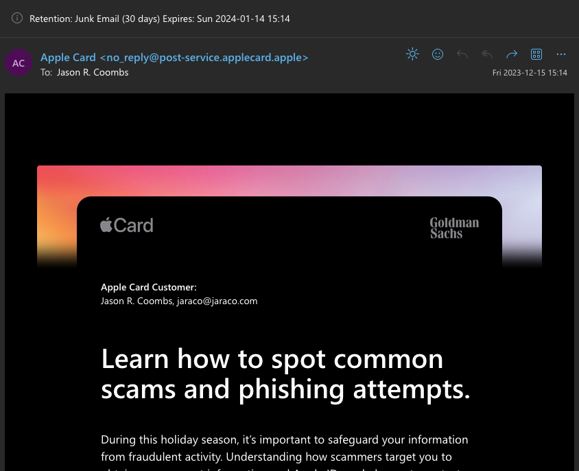 Educational e-mail from Apple